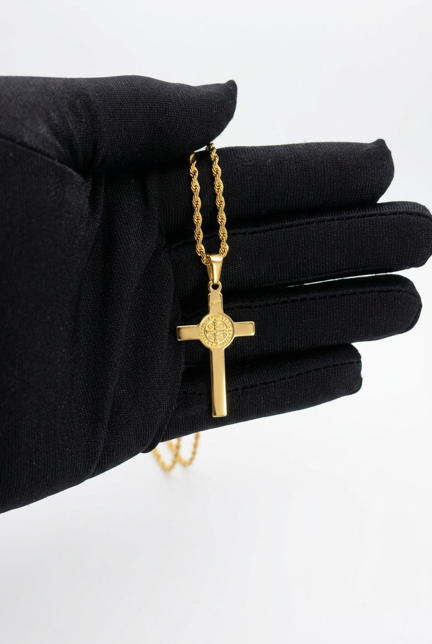 Collar cruz San Benito acero inoxidable
