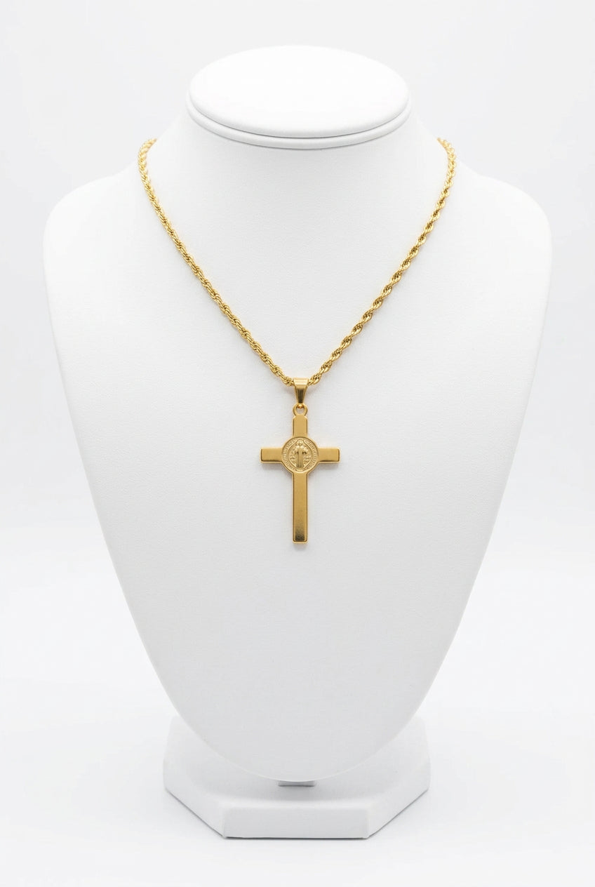 Collar cruz San Benito acero inoxidable
