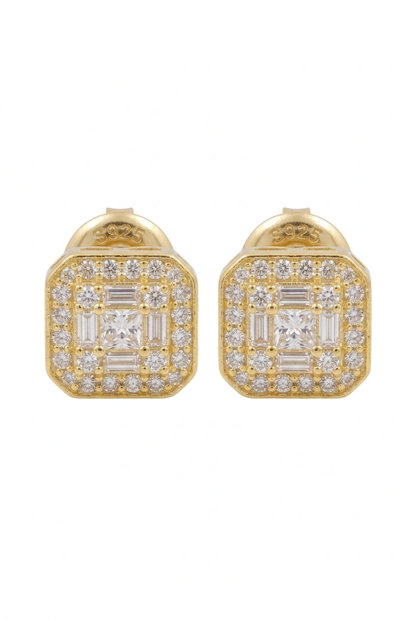 Pendientes cuadrados microcirconitas en esmeralda
